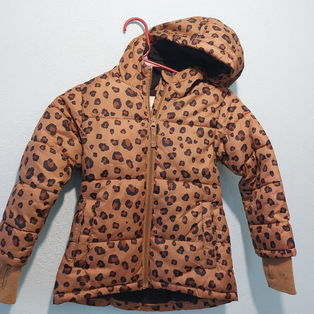 Thereabouts Animal Print Puffer Winter Jacket Girls Size 4 / 5